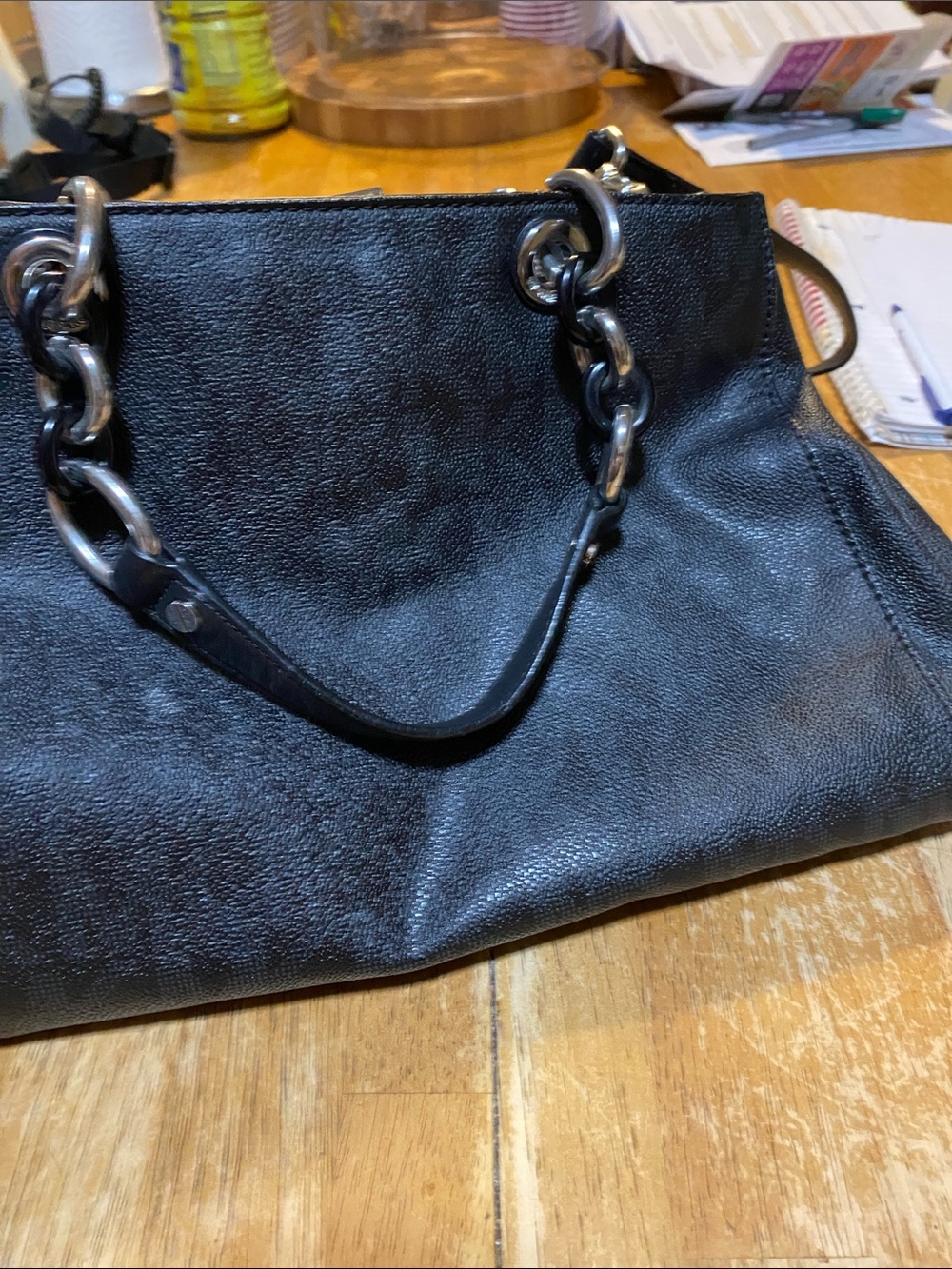 Beautiful Michael kors Black Leather Chain-Handle Women's Tote